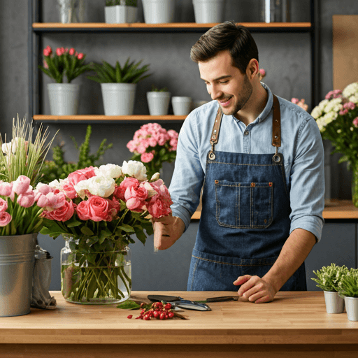 Artisan florist picking blooms